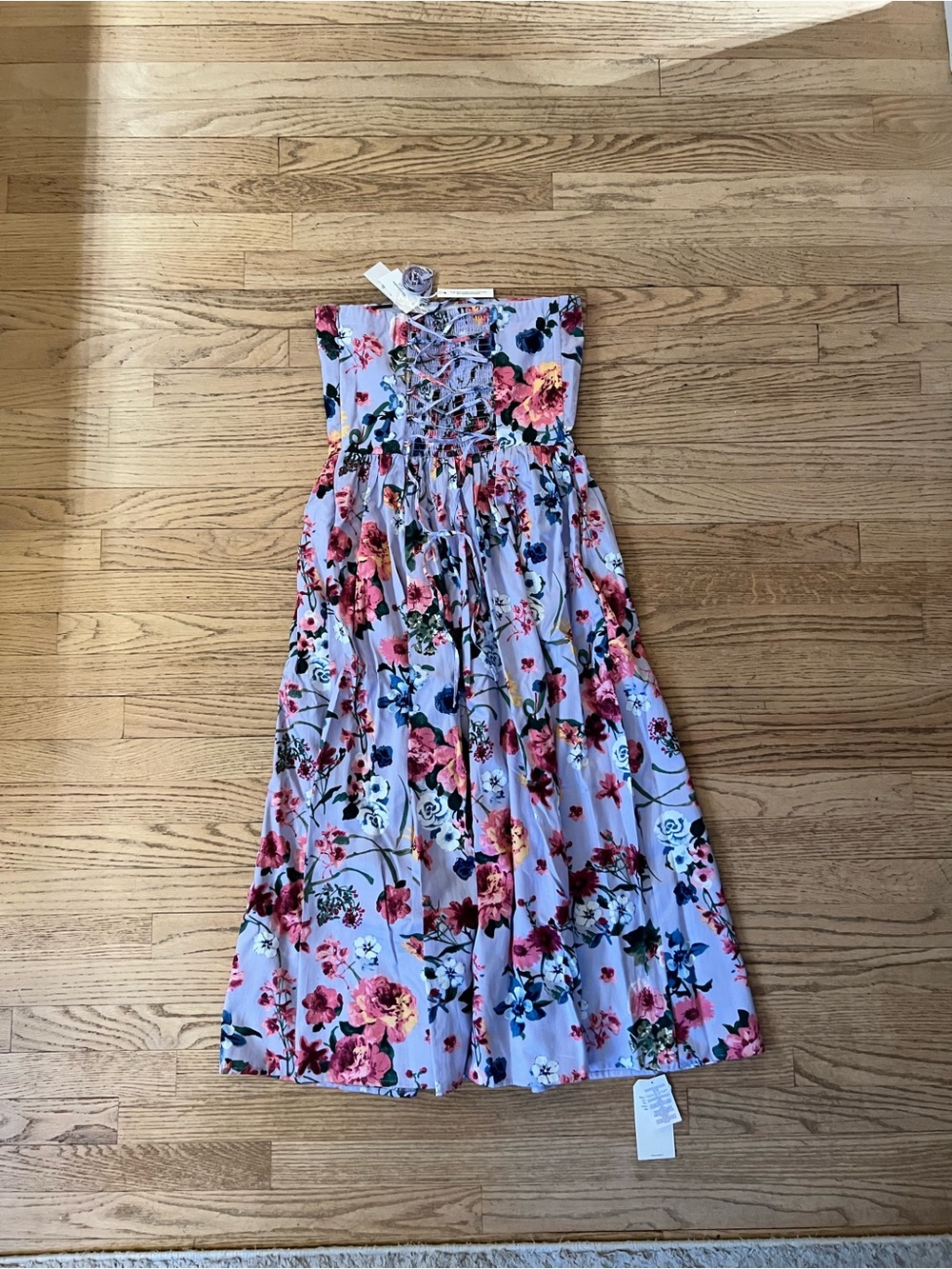 Abercrombie & Fitch Lavender Floral Strapless Midi Dress (bra free collection) - Picture 2 of 7